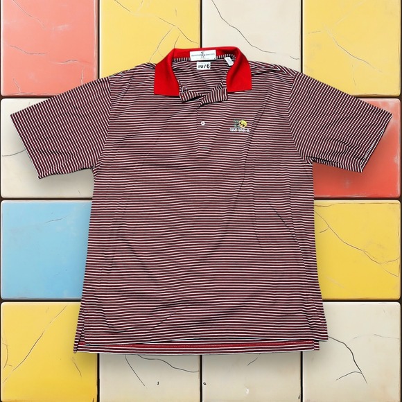 Fairway and Greene Mens Polo Shirt Short Sleeve Golf Preppy Y2K Red White Size L - Picture 1 of 14